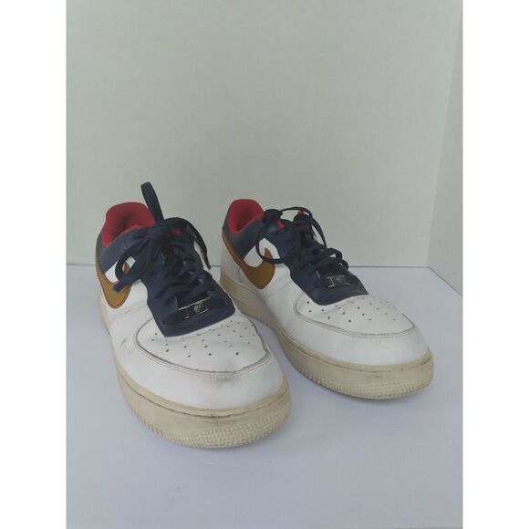 Nike Air Force 1 Low Top Sneakers White‎ Gold Navy Red Accent Shoes main image 8